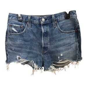 Levi's Blue Distressed Jean Shorts
